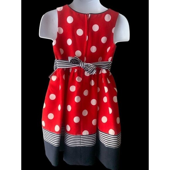 Bonnie Jean Girls Polka Dots Minnie Mouse Dress Size 3T Red White Zip Sleeveless - Picture 6 of 8